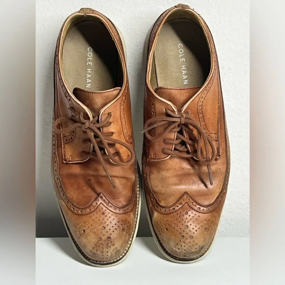 Cole Haan Grand OS Brown Leather Brogue Wingtip Oxfords Shoes Mens 10 M C21133